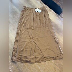 Banana Republic Satin Midi Slip Skirt in Caramel